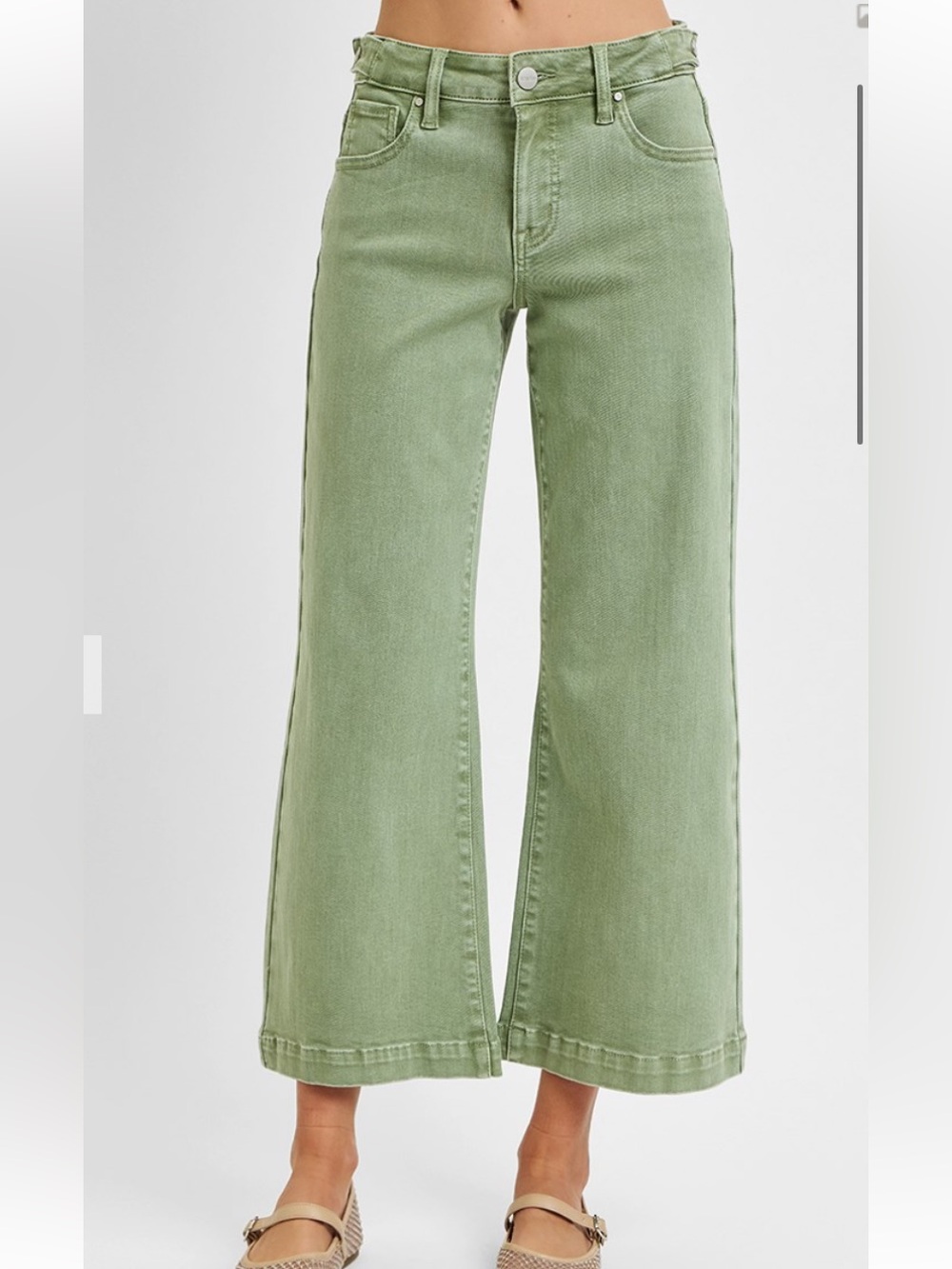 317 ❤️RISEN TUMMY CONTROL MID RISE CROP ADJUSTABLE WAIST BAND PANTS